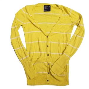 American Eagle Yellow Stripe Cardigan